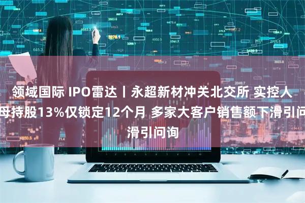 领域国际 IPO雷达丨永超新材冲关北交所 实控人岳母持股13%仅锁定12个月 多家大客户销售额下滑引问询
