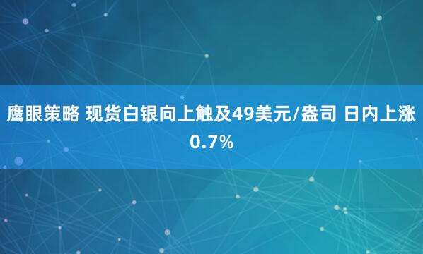 鹰眼策略 现货白银向上触及49美元/盎司 日内上涨0.7%